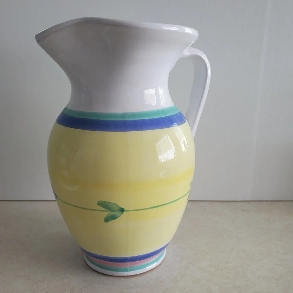Caleca Ceramiche 64 OZ Pitcher Ceramic Carousel Hand Painted Country Cottage